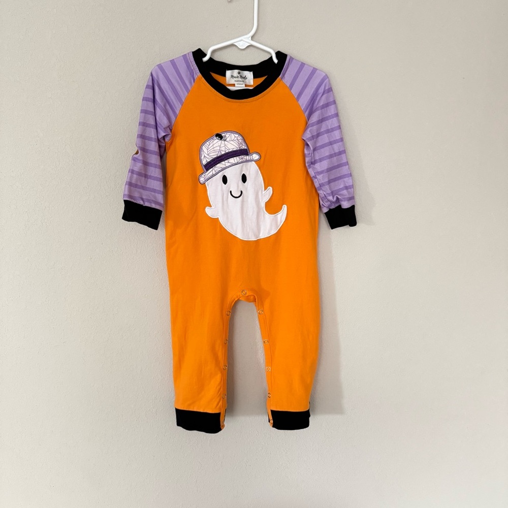 Marie Nicole Ghost Embroidered Applique Romper Baby 18-24 Months Halloween
